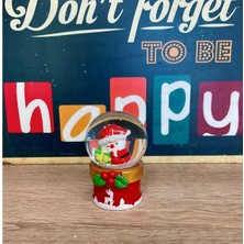 Panda Hediyelik LED Işıklı Mini Kar Küresi 7cm - Noel Baba Dekoratif Biblo Yılbaşı Hediyesi (B)