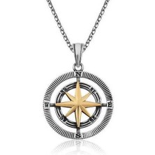 Özcömert Silver Gümüş Pusula Unisex Kolye