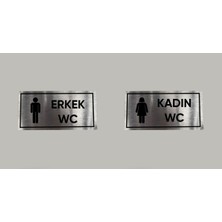 Aluminyum Kapı Isimliği Erkek Kadın Wc Yazılı Ikili Arkası Yapışkanlı 10X20 cm
