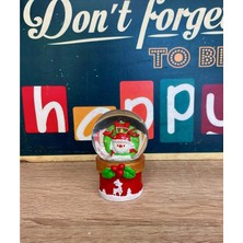 Panda Hediyelik LED Işıklı Mini Kar Küresi 7cm - Noel Baba Dekoratif Biblo Yılbaşı Hediyesi (C)
