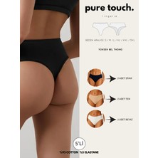 Kadın Yüksek Bel Tanga Külot 5'li Paket / Siyah-Ten-Beyaz