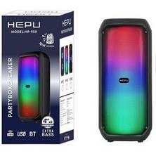 Hepu HP-959 Tws Uyumlu 10W Güçlü Çift 4 Inç Hoparlörlü Rgb Işıklı Taşınabilir Bluetooth Hoparlör
