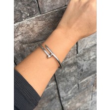 Nunu Takı Çivi Desen Gümüş Kelepçe