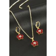 Bijuteri Net Çiçek Taşlı Set Kolye