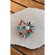 Nunu Takı Renkli Taşlı Broş