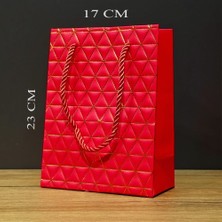 Evaglow Küçük Boy Kırmızı Gold Renkli Karton Çanta