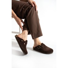 Mycorni Unisex Süet Hakiki Deri Kapalı Sabo – Anatomik Doğal Mantar Tabanlı Terlik