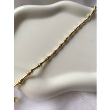 Xupıng Minimal Kemik Form Gold Kadın Bileklik | Kararmaz 316L Çelik Xuping