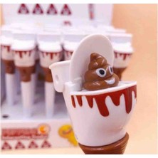 Meyra Accessories Mavi Mürekkepli Klozet Poo Kalem Açılır Kapaklı Poo Sevimli Oyuncaklı Kalem