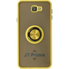 Eco Port Samsung Galaxy J7 Prime Kılıf Montreal Yüzüklü Silikon Kapak - Sarı