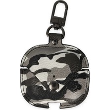Eco Port Airpods 3 (3.nesil) Çanta Kamuflaj Deri Kılıf - Gri