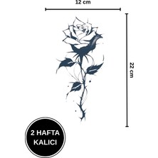 2 Hafta Kalıcı Büyük Boy Dikenli Gül Figürlü Geçici Dövme (12X22 Cm)