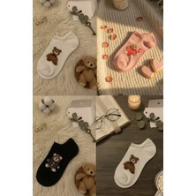 Meine Liebe Unterwäsche Cozybear 4'lü Pamuklu Soket Çorap Seti - Yumuşak Dokulu Ayıcık Serisi