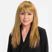 Skygo Altın Renk Düz Kesim Içi Astarlı Uzun Parti Peruğu Takma Saç