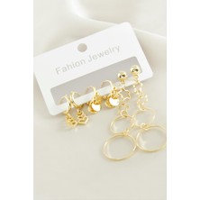 Ahes Shopping 6 Adet Kalpinci Taşlı Halka Küpe