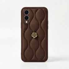 Samsung Galaxy S25 Edge Uyumlu Kılıf Zebana Camellia Deri Kılıf Kahverengi