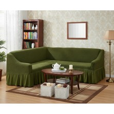 KUTLALE Bürümcük Etekli L Köşe Koltuk Örtüsü, Lastikli, Esnek, Standart 350CM’LI 1 Adet Kılıf