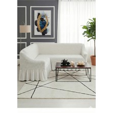 KUTLALE Bürümcük Etekli L Köşe Koltuk Örtüsü, Lastikli, Esnek, Standart 350CM’LI 1 Adet Kılıf