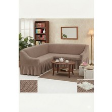 KUTLALE Bürümcük Etekli L Köşe Koltuk Örtüsü, Lastikli, Esnek, Standart 350CM’LI 1 Adet Kılıf