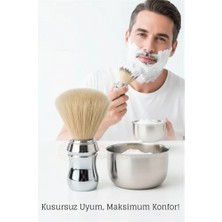 Aylina Bfs Klasik Tıraş Seti – Krom Parlak Saplı Fırça & 304 Paslanmaz Çelik Tıraş Tası