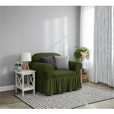 KUTLALE Bürümcük Tek Kişilik Koltuk Kılıfı, Berjer Örtüsü, Lastikli, Esnek, Etekli (1 Adet)