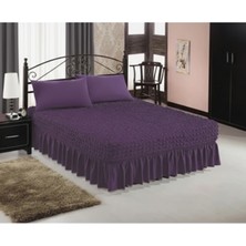 KUTLALE Bürümcük Çift Kişilik Lastikli Çarşaf, Etekli, Esnek Kumaş, Yatak Örtüsü (1 Adet)