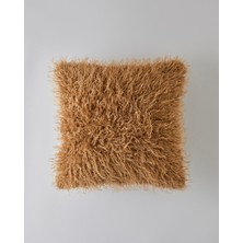 English Home Fluffy Pelüş Kırlent Kılıfı 45x45 cm Açık Kahverengi