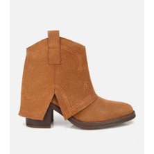 Hotiç 01BOH315740A370 KADIN Süet Deri Taba Dikiş Detaylı Kovboy /western Topuklu Bot