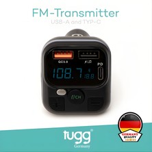 Tugg Germany Tugg Fm Verici & Araç Şarj Cihazı – C32 Modeli | Bluetooth Fm Transmitter, Çift USB + Type-C Pd