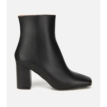 Hotiç 01BOH317740A100 KADIN Deri Siyah Küt Burunlu Topuklu Bot