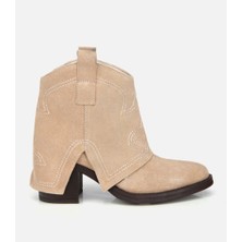 Hotiç 01BOH315740A310 KADIN Süet Deri Bej Dikiş Detaylı Kovboy /western Topuklu Bot