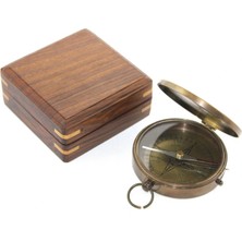 Epilons Ahşap Kutulu Pirinç Pusula Model 8