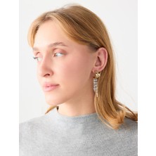 Jimmy Key Altın Rengi Parlak Yarım Halka Figürlü Sallanan Küpe