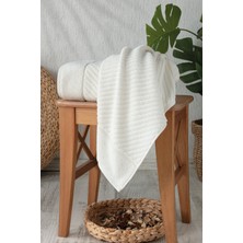 %100 Pamuk Yumuşak Kabartmalı 2'li El Havlusu 50X90 cm – Su Emici – Krem