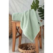 Yumuşak %100 Pamuk El Havlusu 50X90 cm - 2'li Geometrik Havlu Seti - Yeşil