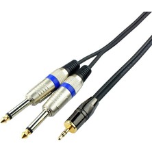 YKA 3.5 mm Stereo To 2x6.3 mm Mono Kablo 10 Metre
