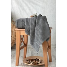 %100 Pamuk El Havlusu 2'li - Modern Çizgili Tasarım - Yumuşak Dokulu - Antrasit