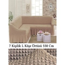 Upmall Bürümcük 7 Kişilik Köşe Koltuk, Kanepe Örtüsü, Koltuk Kılıfı, Lastikli, Etekli, L Köşe 550 cm