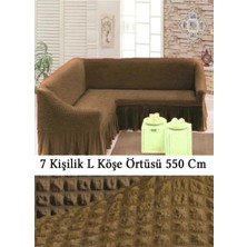 Upmall Bürümcük 7 Kişilik Köşe Koltuk, Kanepe Örtüsü, Koltuk Kılıfı, Lastikli, Etekli, L Köşe 550 cm