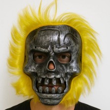 Skygo Wild Skull - Metalik Renk Kafatası Sarı Saçlı Iskelet Maske