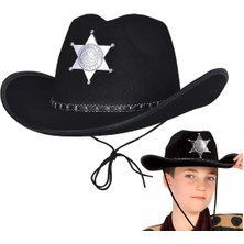 Skygo Kovboy Şerif Şapkası Siyah 12 Adet - Kostüm Parti ve Gösteri Şapkası