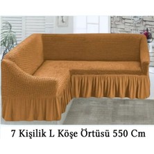 Upmall Bürümcük 7 Kişilik Köşe Koltuk, Kanepe Örtüsü, Koltuk Kılıfı, Lastikli, Etekli, L Köşe 550 cm