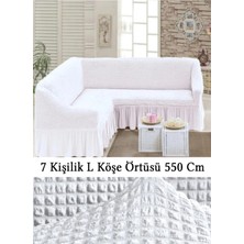 Upmall Bürümcük 7 Kişilik Köşe Koltuk, Kanepe Örtüsü, Koltuk Kılıfı, Lastikli, Etekli, L Köşe 550 cm