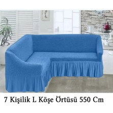 Upmall Bürümcük 7 Kişilik Köşe Koltuk, Kanepe Örtüsü, Koltuk Kılıfı, Lastikli, Etekli, L Köşe 550 cm