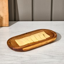 Naturalove Akasya Oval Servis Sunum Tabağı - Kahverengi - 18,8x9,6x1,6 cm