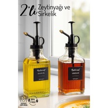 Nandy Home 2'li Vintage Sprey Başlıklı Zeytinyağı ve Sirkelik - Cam Şişe