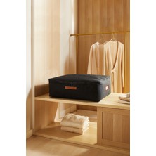 Ocean Home Textile Büyük Boy Siyah Renk Jüt Baza Altı Hurç 62 x 46 x 22 cm