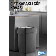 Nandy Home 5lt. Çift Kapaklı Çöp Kovası, Mutfak ve Banyo Için Çöp Kutusu