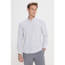 Altınyıldız Classics Erkek Taş Slim Fit Dar Kesim Düğmeli Yaka %100 Pamuk Gömlek