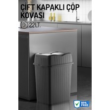 Nandy Home 22LT. Çift Kapaklı Çöp Kovası, Mutfak ve Banyo Için Çöp Kutusu